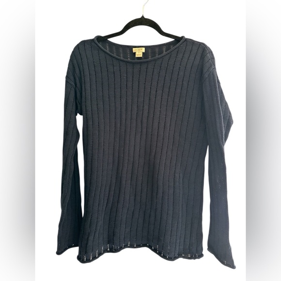 J. Crew Tops - J. Crew Black Ribbed Crewneck Long Sleeve Top